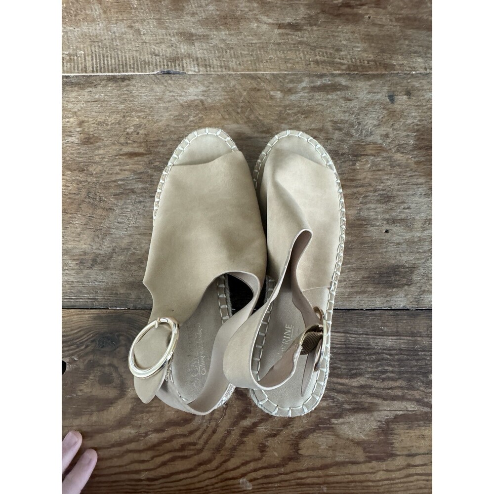 Catherine Malandrino Cirkly Women's Sand Nubuck Espadrille Wedge Sandals - 9